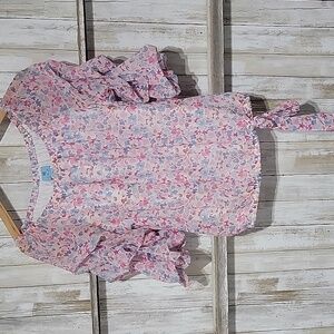 CeCe Floral Tiered Sleeve Floral Blouse